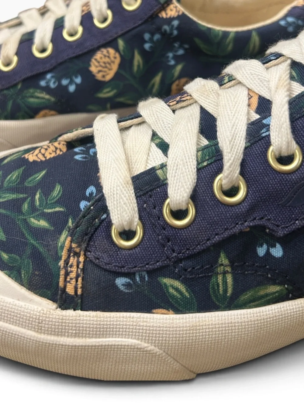Keds Rifle Paper Co Kick 75 Peonies Sneakers Women 7.5 Navy Blue Floral